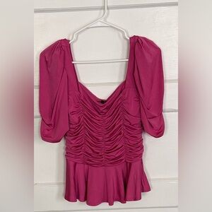 Express Chic Fuchsia Ruched Top